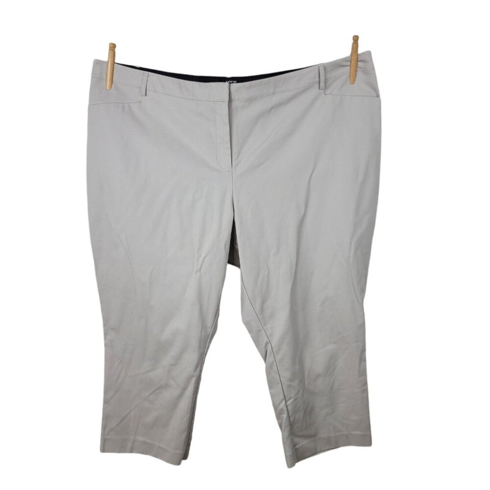 Apt 9 Pants Curvy Fit Capri Plus Size 24 24W casual Khaki Tan Stretch Waist